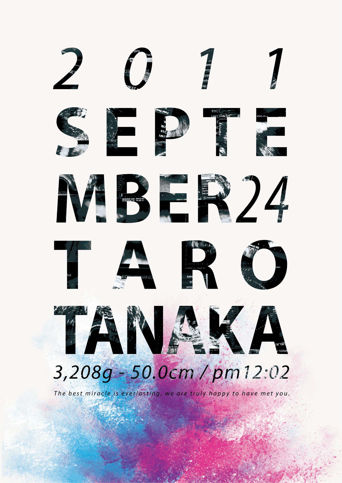 エコー写真ポスター Lettering_blue_pink