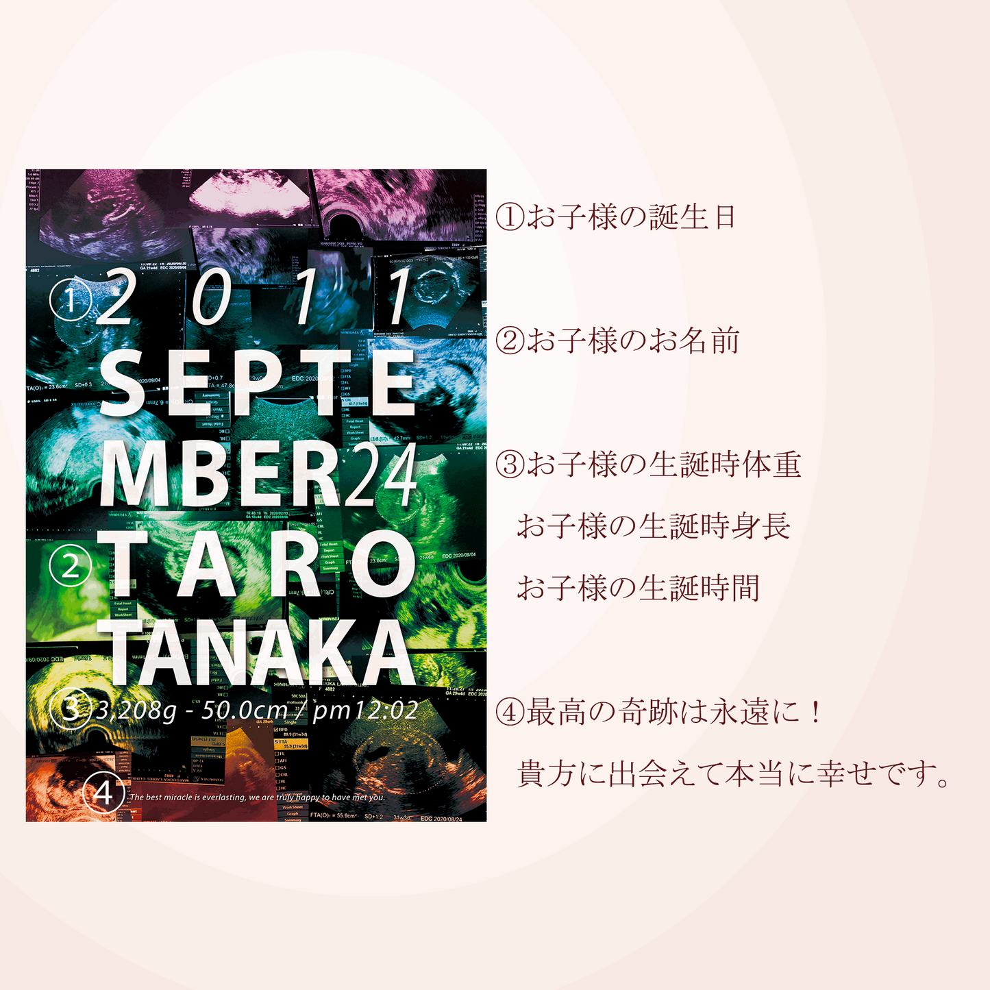 Background_colorfulのエコー写真ポスターの記載内容