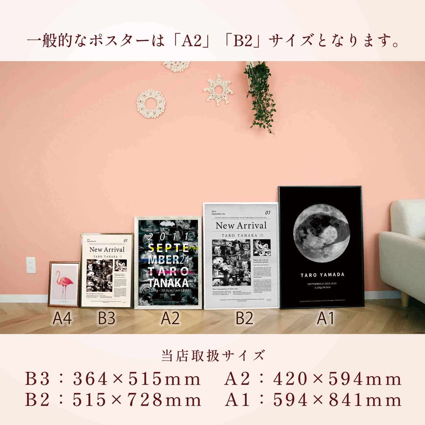 エコー写真ポスター サイズ比較